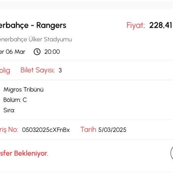 Fenerbahçe-Rangers Maç Biletleri Hala Gelmedi