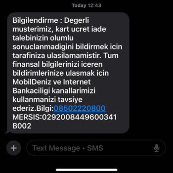 Denizbank'tan İadesi Reddedilen Kart Aidatı