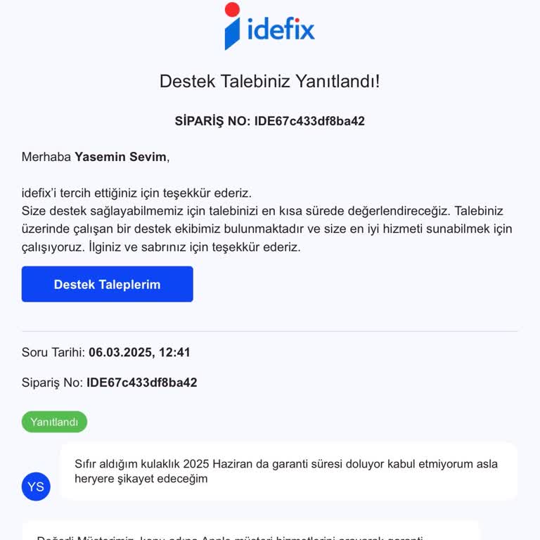 İdefix Garanti Süresi Yanıltan Airpods Siparişi