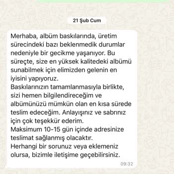 Albüm Teslimatında Sürekli Gecikme Ve İletişim Sorunları