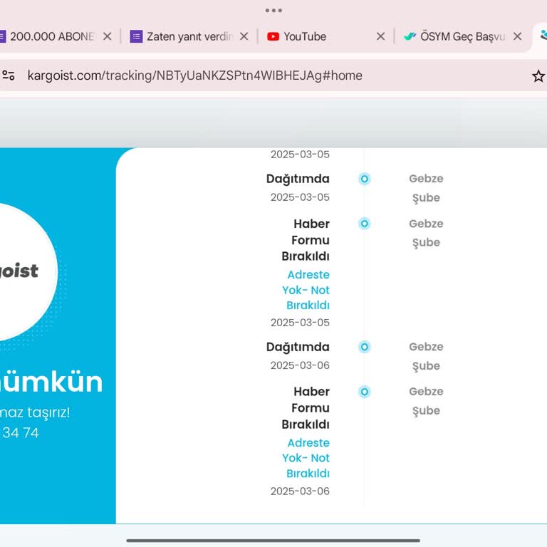 Kargoist İle Sürekli Teslimat Sorunları Ve Ulaşılmaz Şubeler