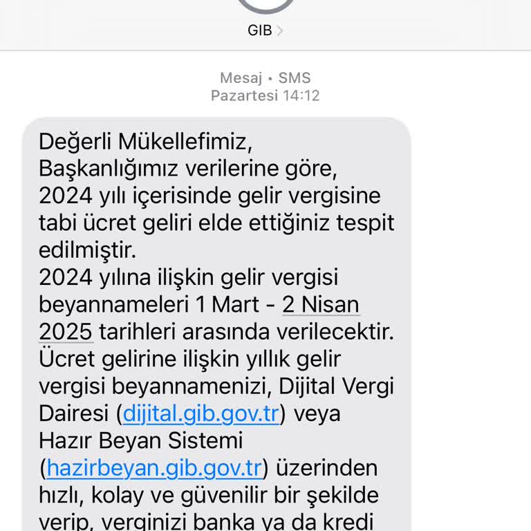 Yanlış Vergi Beyanı Mesajı Hatası
