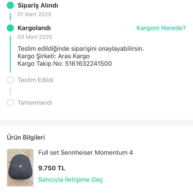 Aras Kargo İle Süregelen Teslimat Sorunları Ve Hasarlı Ürün Deneyimi