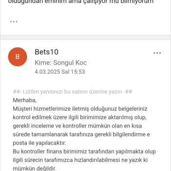Bets10 Müşteri Hizmetleri Ve Mail Değişim Sorunu