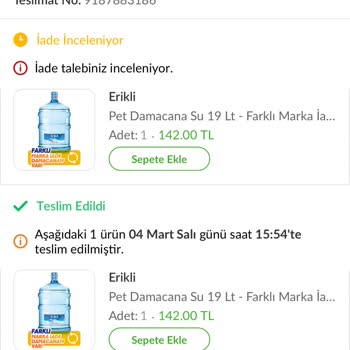 Trendyol Su Siparişi Mağduriyeti