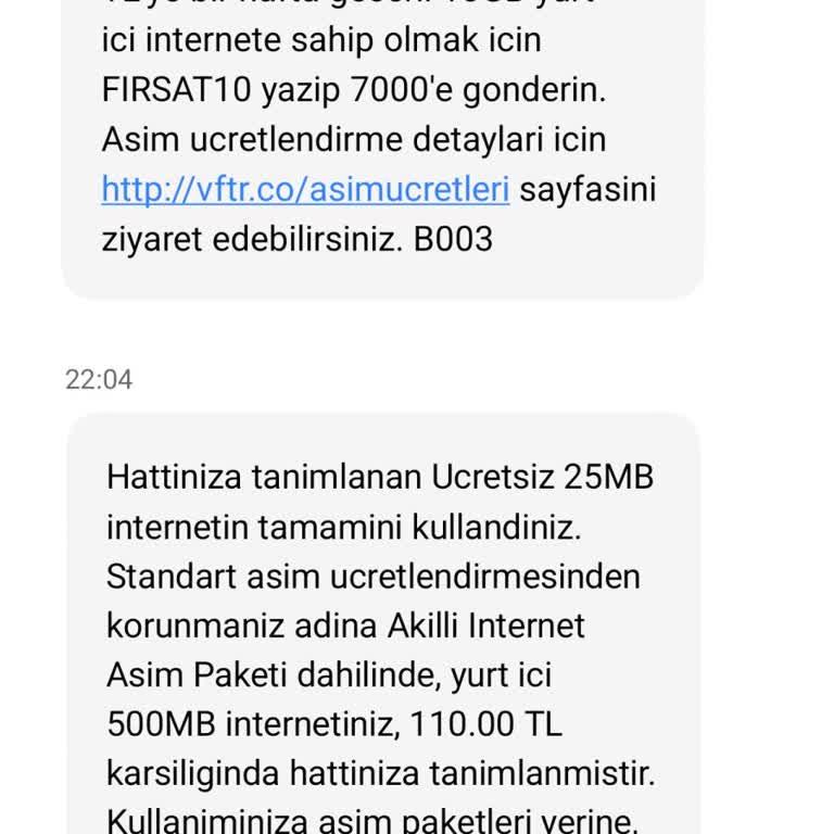 İzinsiz Aşım Paketi Tanımlaması Ve Ücret Kesintisi