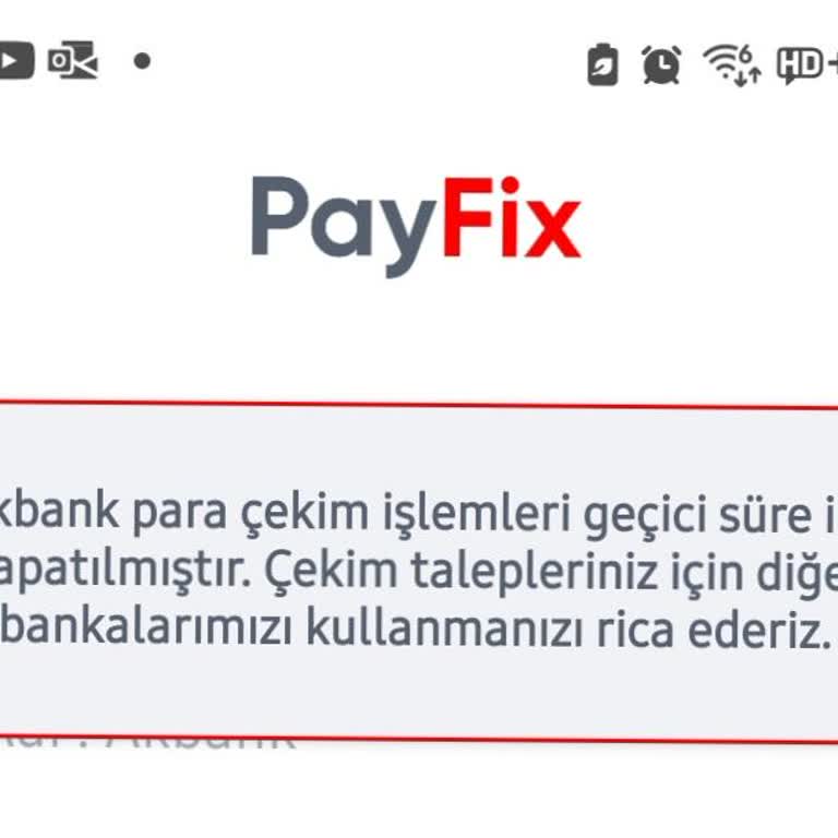 Payfix Hesabımdaki Parayı Çekememe Sorunu