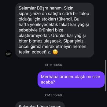 Sipariş Sonrası İletişim Ve Stok Sorunları