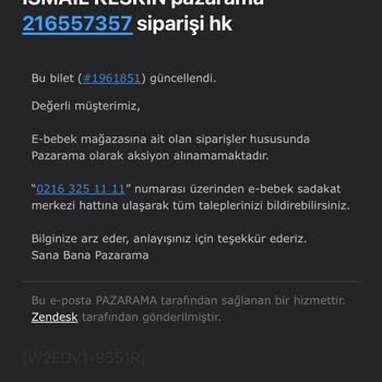 Ebebek Siparişimde Gecikme Ve İletişim Sorunu