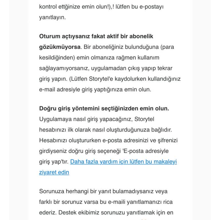 Storytel Şifre Sıfırlama Sorunu Ve İletişim Eksikliği