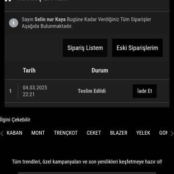 Kayıp Kaban Siparişi Ve Geri Ödeme Talebi