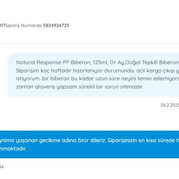 Uzun Süreli Teslimat Sorunu Ve Yanıltıcı Stok Bilgisi