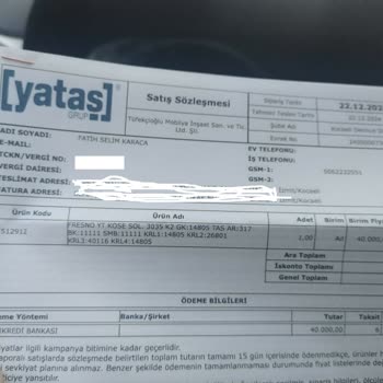 Yataş'tan Teslimat Sorunu Ve İlgisizlik