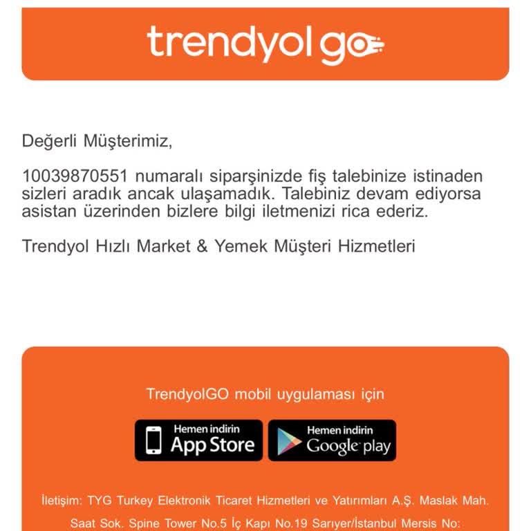 Trendyol Fiş Talebi ve Çağrı Merkezi Deneyimi