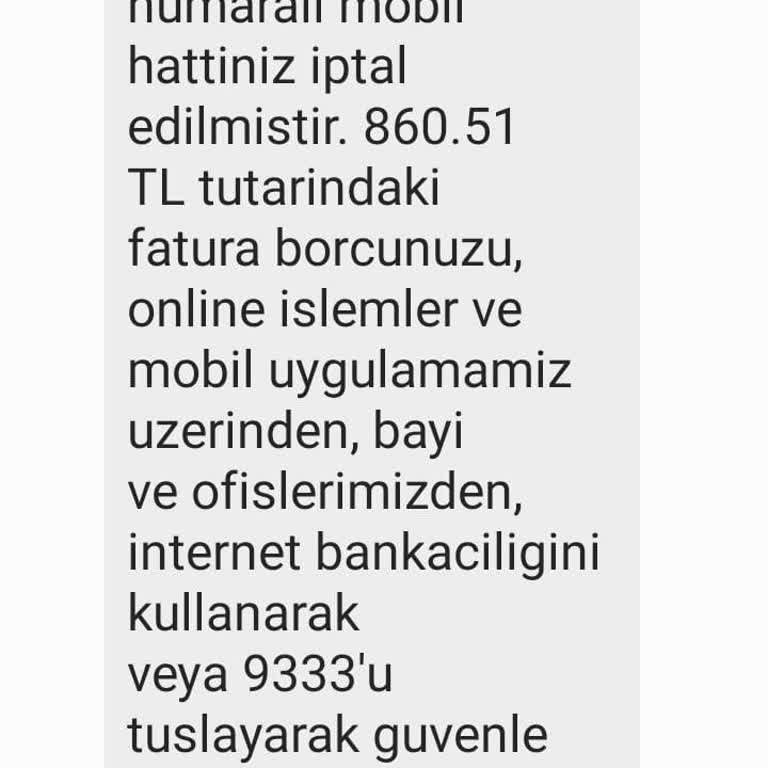 Bana Ait Olmayan Hat Üzerinden Borç Mesajı