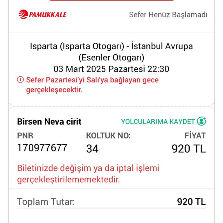 İptal Edilemeyen Bilet Sorunu