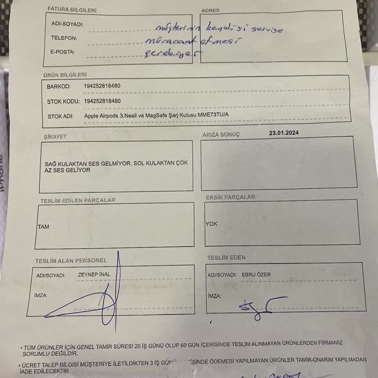 Arızalı Kulaklık Ve Fatura Sorunu