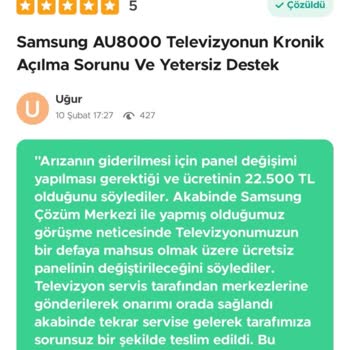 Samsung TV Panel Arızası Ve Tutarsız Müşteri Hizmetleri