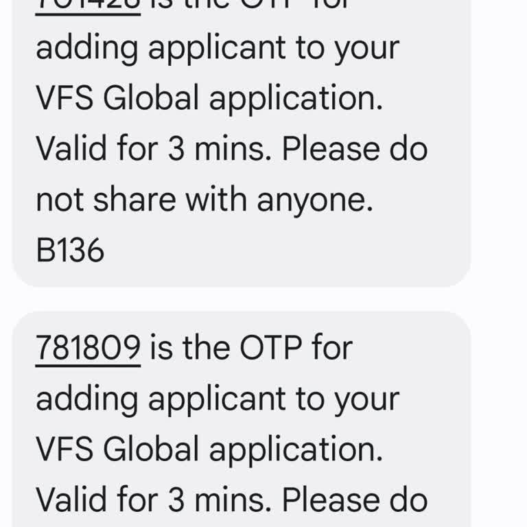 VFS Global Yanlış Gönderilen OTP Mesajları