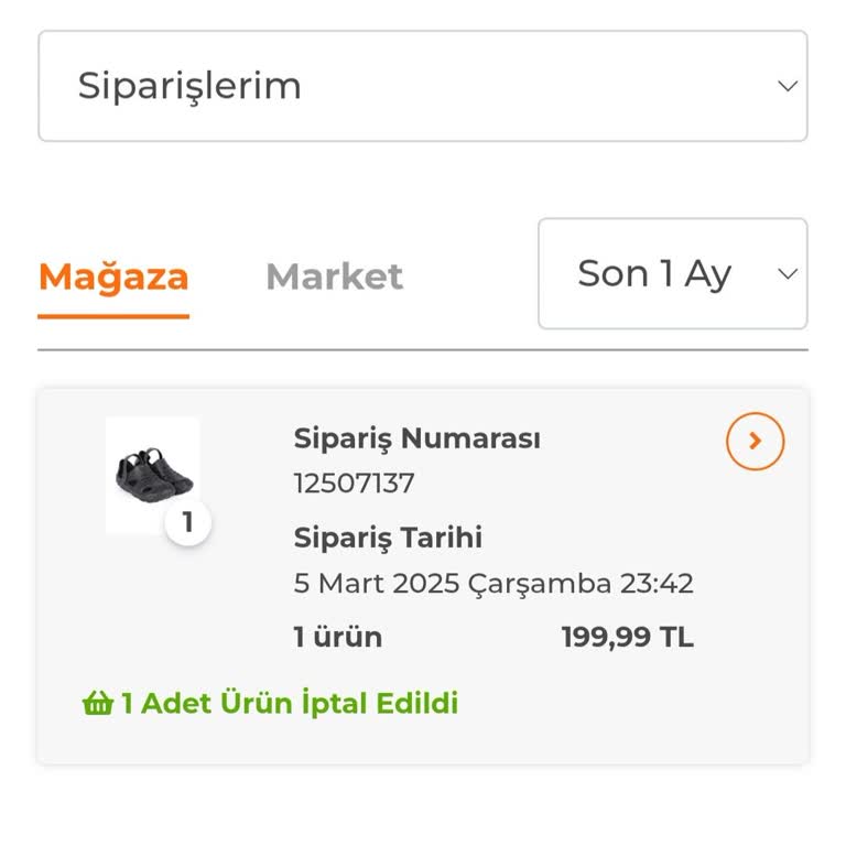 Özdilek Sanal Market'te Stok Sorunu Ve Sipariş İptali