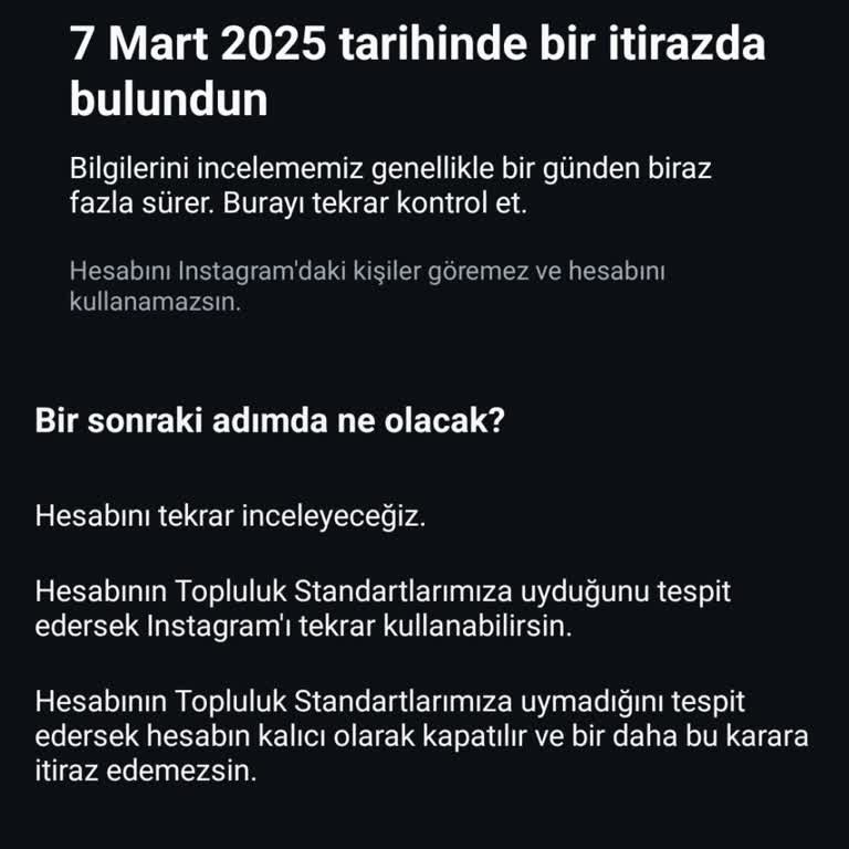 Instagram Haksız Hesap Kapatma İtirazı