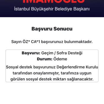 İstanbul Büyükşehir Belediyesi Nakit Yardım Başvurusu Mağduriyeti