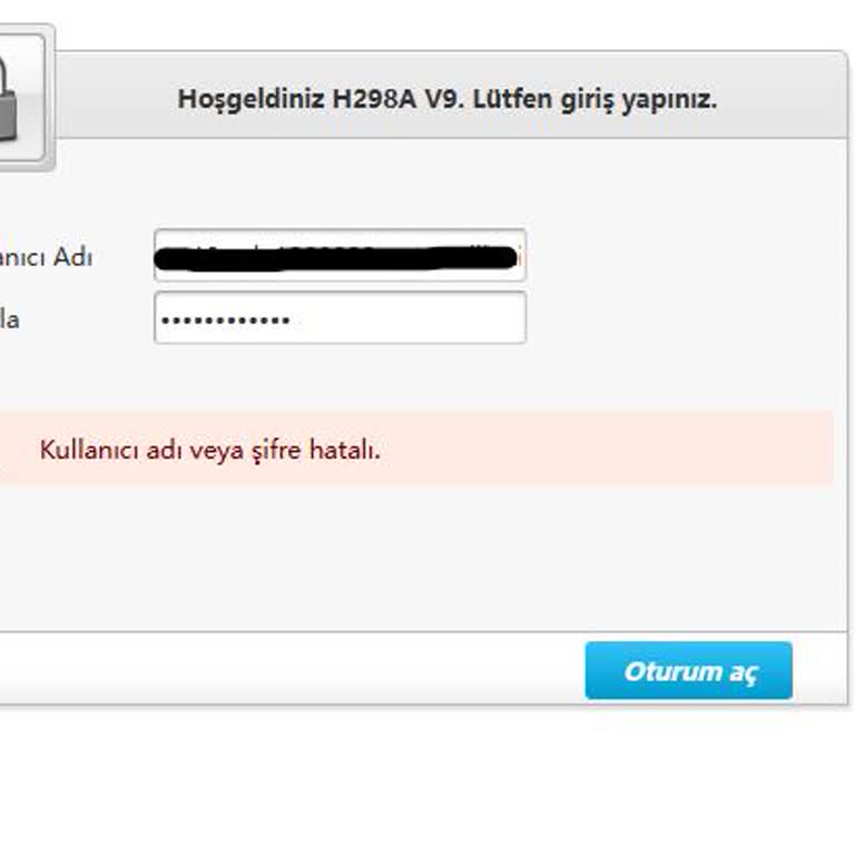 Yanlış Modem Bilgileri Nedeniyle Erişim Sorunu