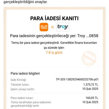 İade Edilen Paranın Hesaba Geçmemesi