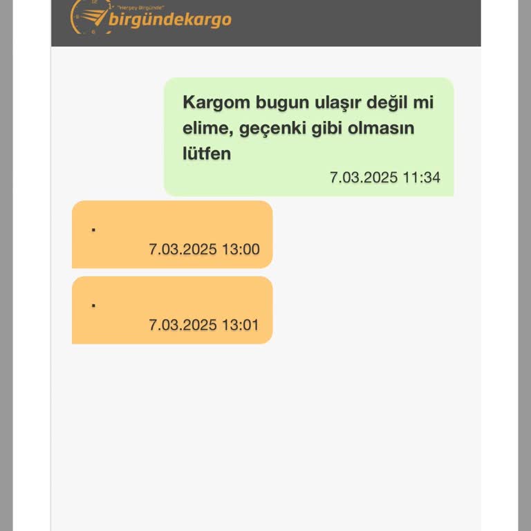 Kargo Hizmetinde Sürekli Gecikme Ve İletişim Sorunu