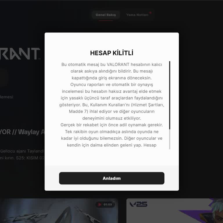 Valorant Hesabım Haksız Yere Kilitlendi