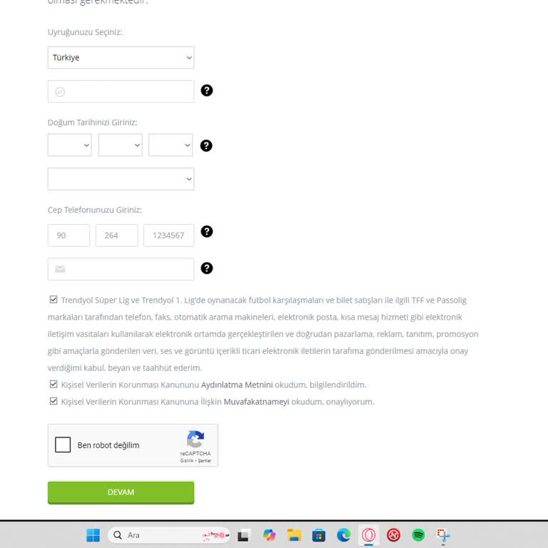 Passolig Kart Başvurusunda Alan Kodu Ve SMS Sorunu