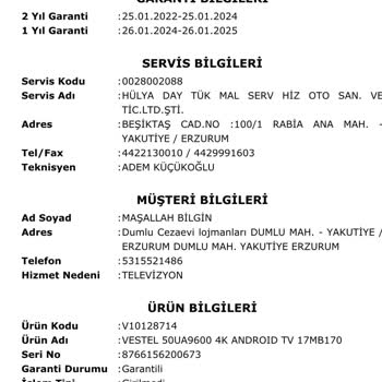 Vestel TV'nin Garanti Sonrası Sorunları