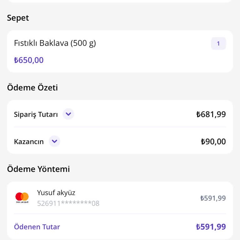 İptal Edilmeyen Sipariş Ve Geri Alınamayan 650 TL