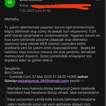 Bitçi Para Çekim Talebinde Gecikme Ve İletişim Sorunları