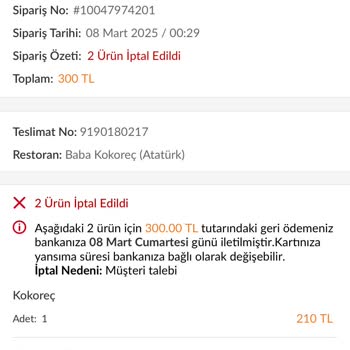 İptal Edilen Siparişlerin Ücret İadesi Sorunu