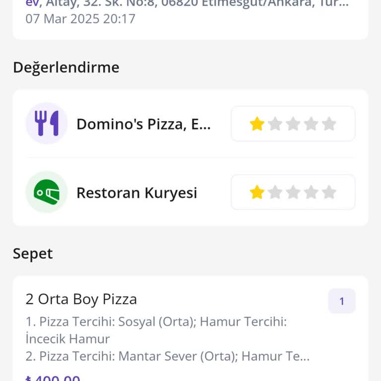 Buz Gibi Pizza Ve Kibirli Hizmet