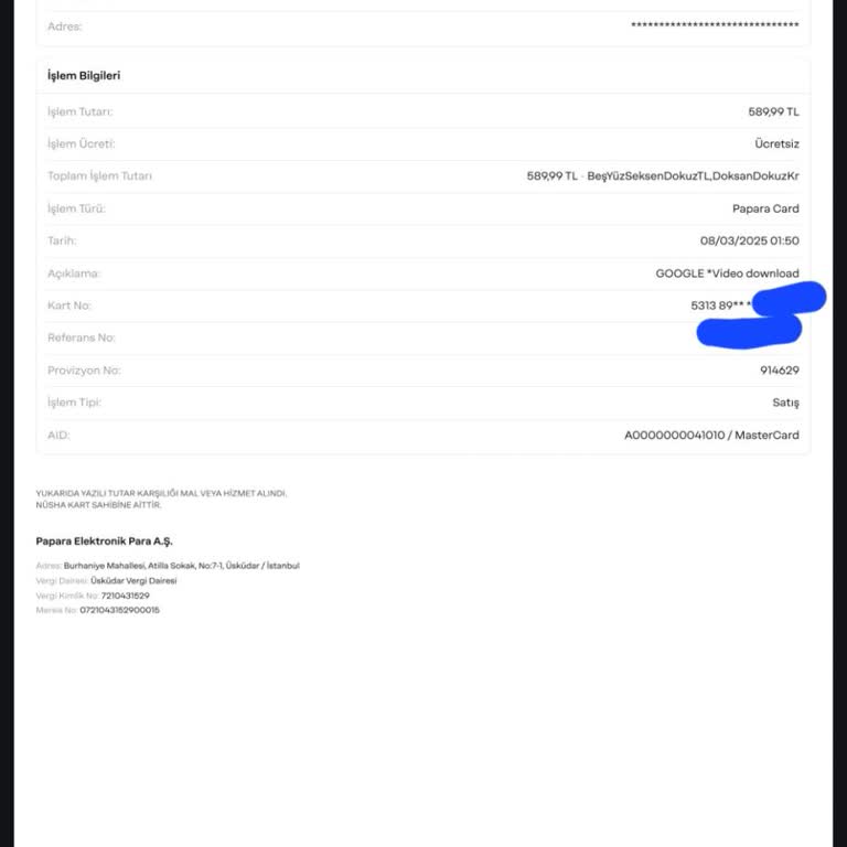 İzinsiz Para Çekimi: Papara Kartından 589,99 TL Kayboldu