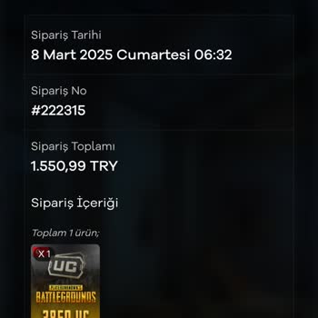 PUBG Mobile UC Siparişi Teslim Edilmedi