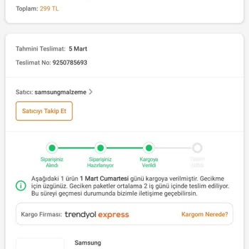 Trendyol'dan Alınan Şarj Kablosu 8 Gündür Teslim Edilmedi