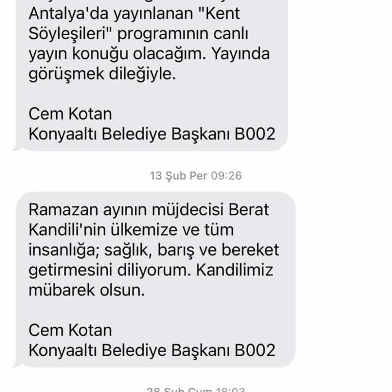 Konyaaltı Belediyesi'nden İstenmeyen SMS Sorunu