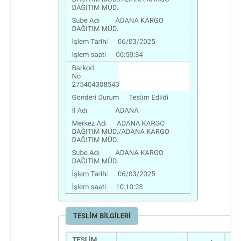 Yanlış Adrese Teslim Edilen Sipariş Mağduriyeti