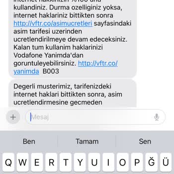 Vodafone'un Paket Aşımı Bilgilendirme Eksikliği Mağduriyeti