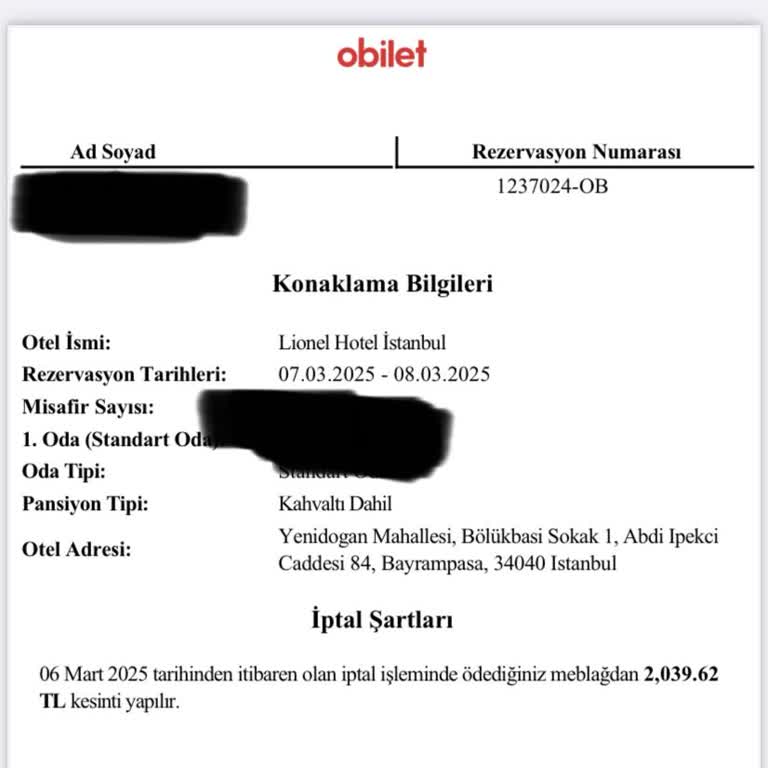 Obilet Üzerinden Yapılan Rezervasyonun Ödeme Sorunu
