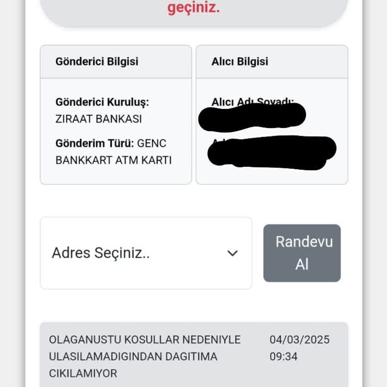 Kuryenet İle Ziraat Bankası Kart Teslimatında Yaşanan Sorun