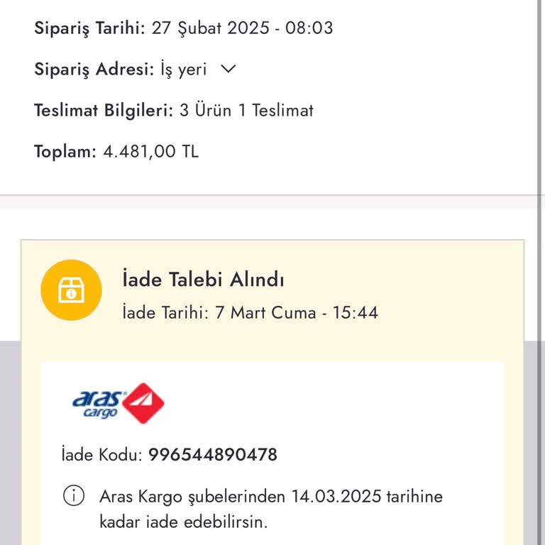 İade Sürecinde Yaşanan Kargo Ve Kod Sorunları