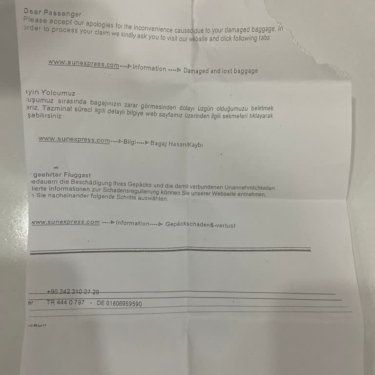 Sunexpress Valiz Hasarı Ve İletişim Eksikliği