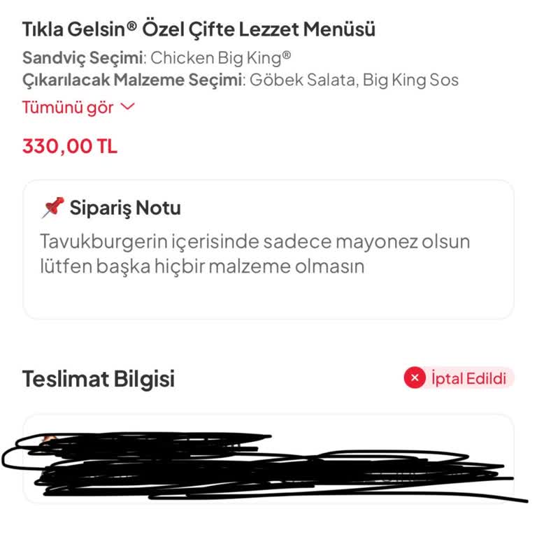 Geç Gelen Sipariş, Hayal Kırıklığı Yarattı