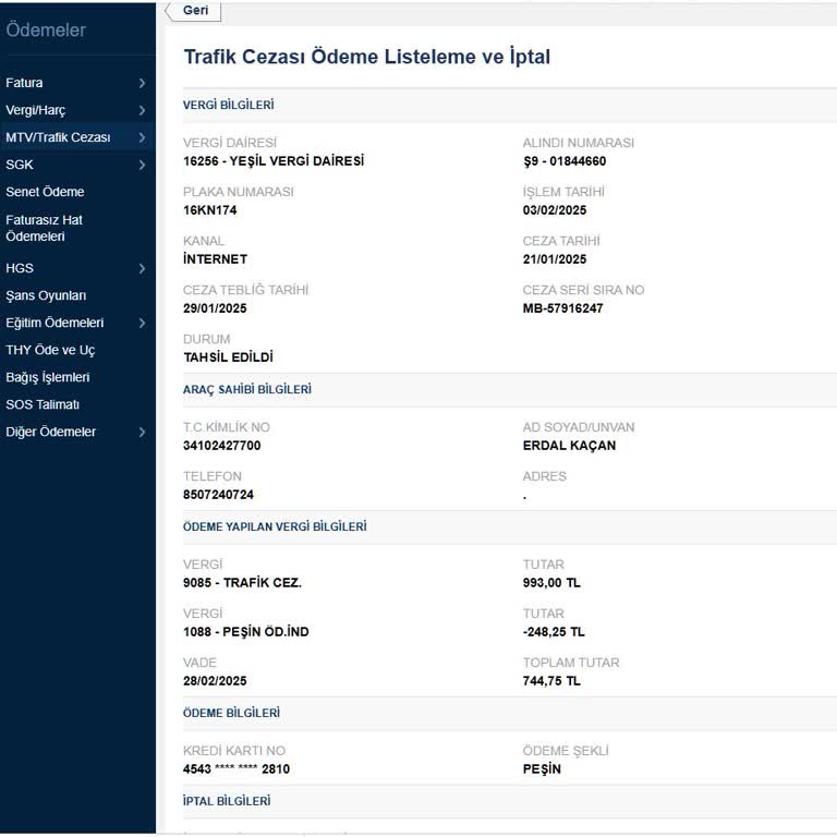 E-Devlet'te Görünen Hatalı Trafik Cezası Bilgisi