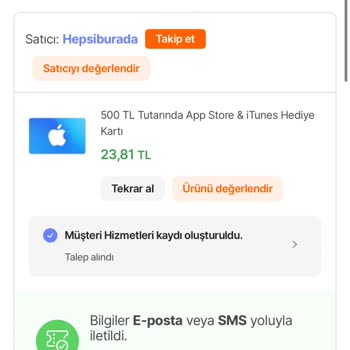 Hepsiburada'dan Alınan Hediye Kartlarının Yanlış Adrese Gönderilmesi