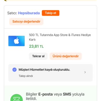 Hepsiburada'dan Alınan Hediye Kartlarının Yanlış Adrese Gönderilmesi
